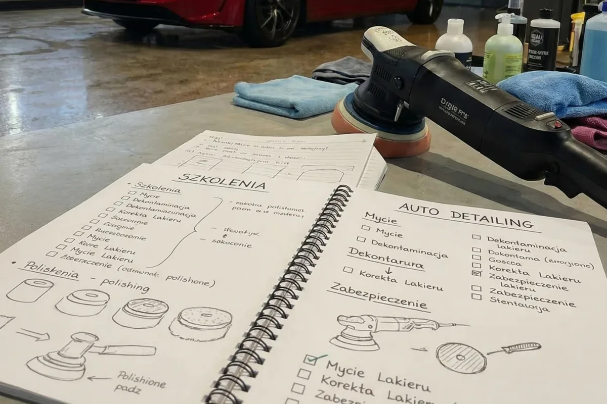 Notes ze szkolenia z auto detailingu i maszyna polerska w studiu